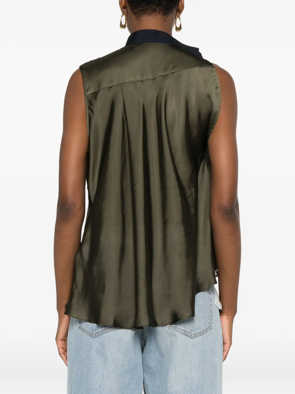 sacai Pocket top met ruches Groen
