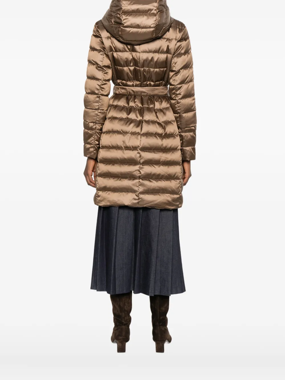 Max Mara Reversible Down Jacket In Water-repellent Satin In Brown