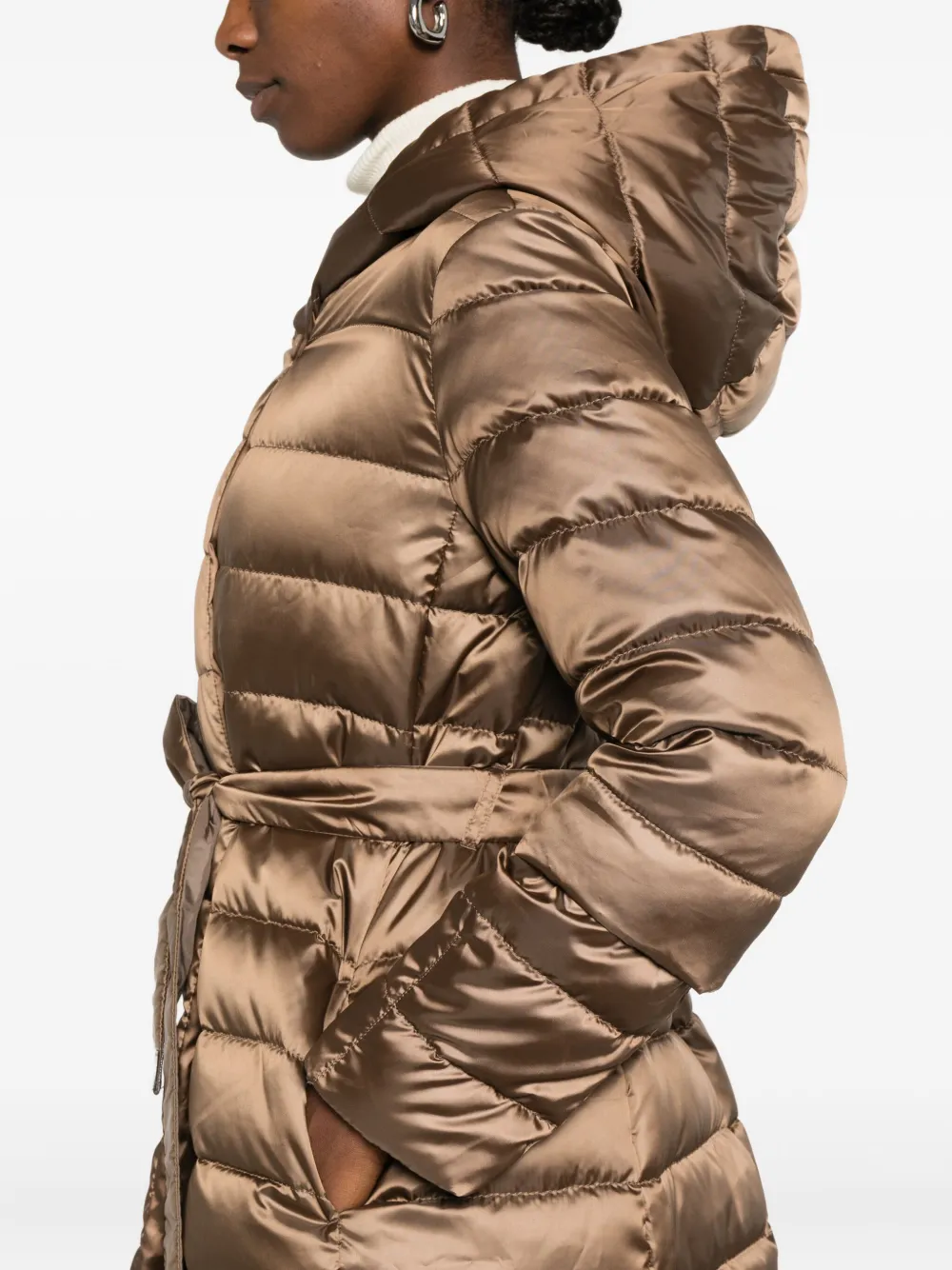 Max Mara Reversible Down Jacket In Water-repellent Satin In Brown