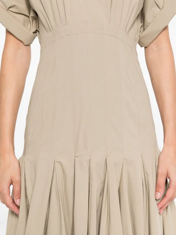 Proenza Schouler Women's Ciara Poplin Midi-Dress - Khaki - Size 8 Proenza Schouler Women's Ciara Poplin Midi-Dress - Khaki - Size 8