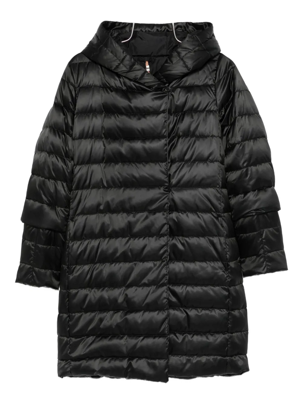 Max Mara Hooded Quilted Coat In Black