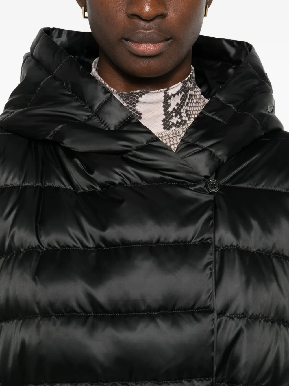 Max Mara Hooded Quilted Coat In Black