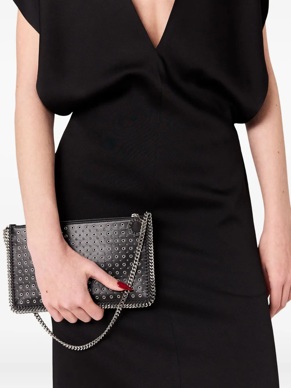 Stella Mccartney V-neck Short-sleeve Midi Dress In Black