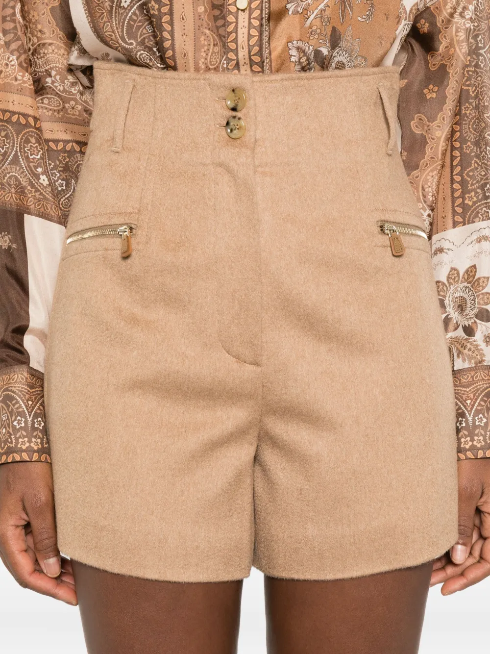 Max Mara Camel Colour Shorts In Neutral