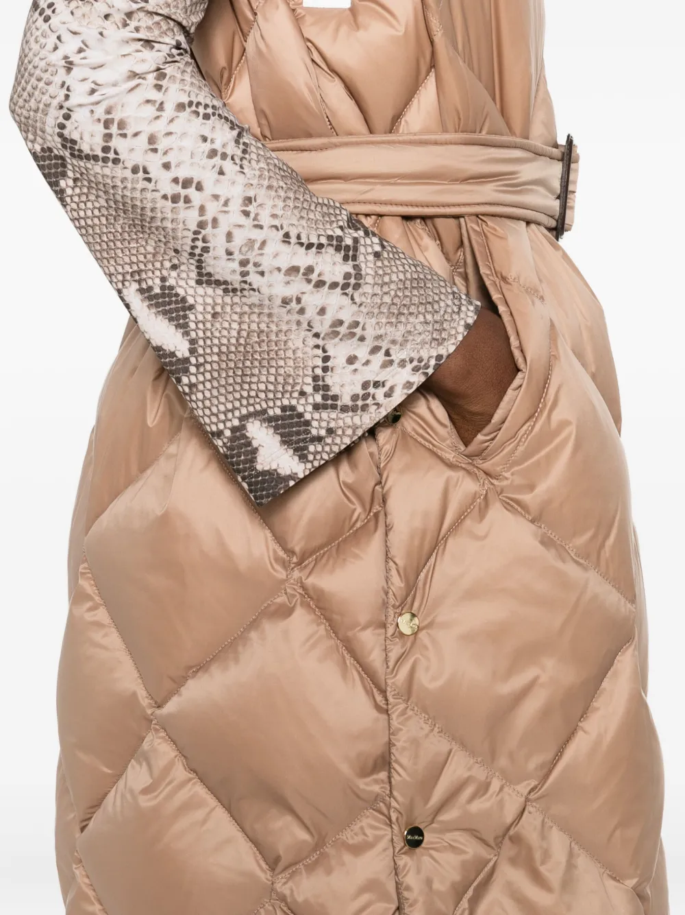 Max Mara Hooded Quilted Coat In Brown