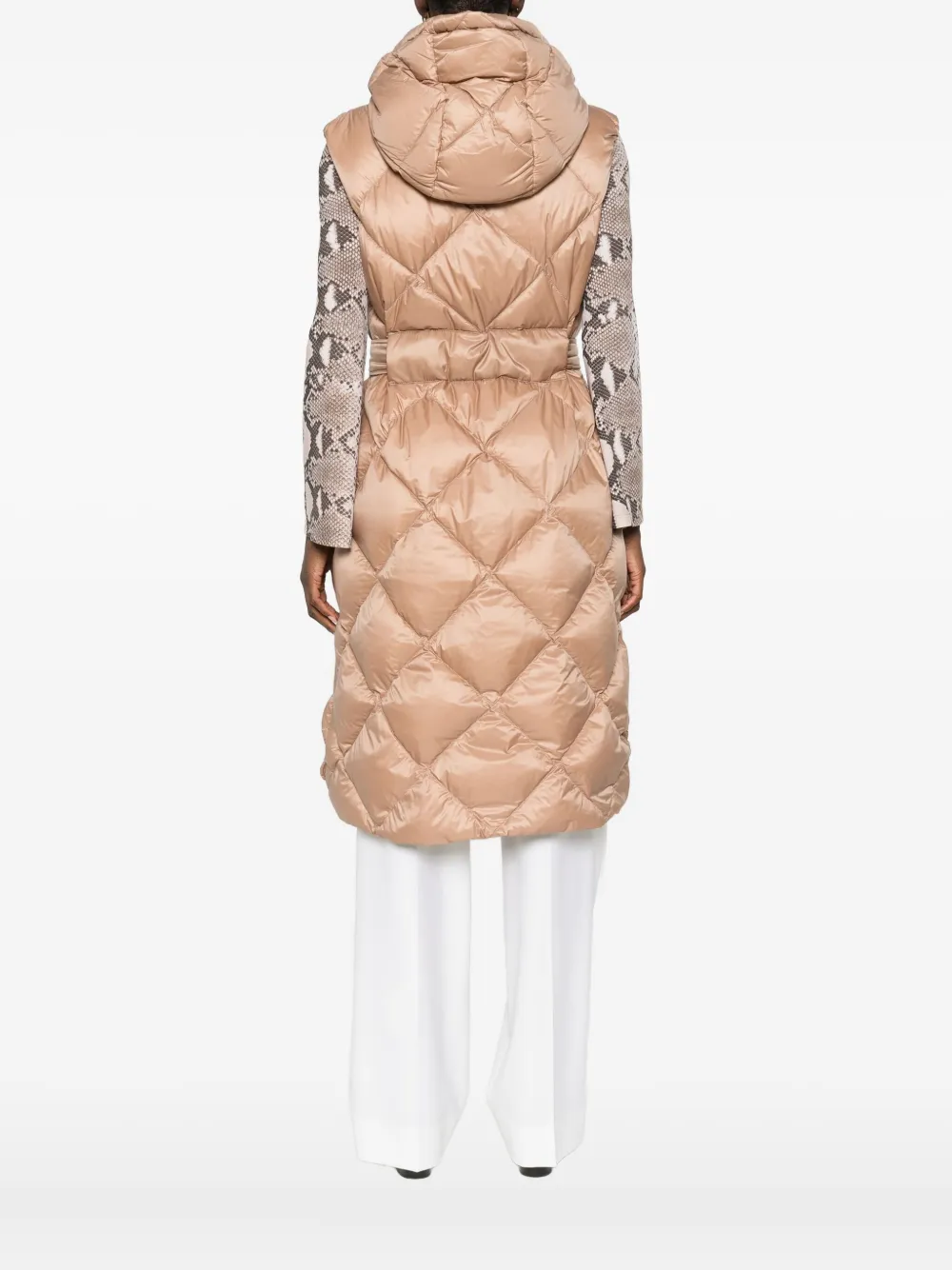 Max Mara Hooded Quilted Coat In Brown