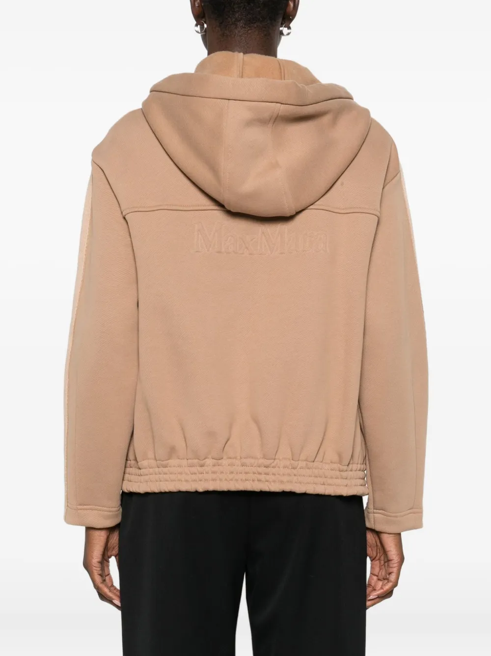 Max Mara Stripe-detail Zip-up Hoodie In Brown