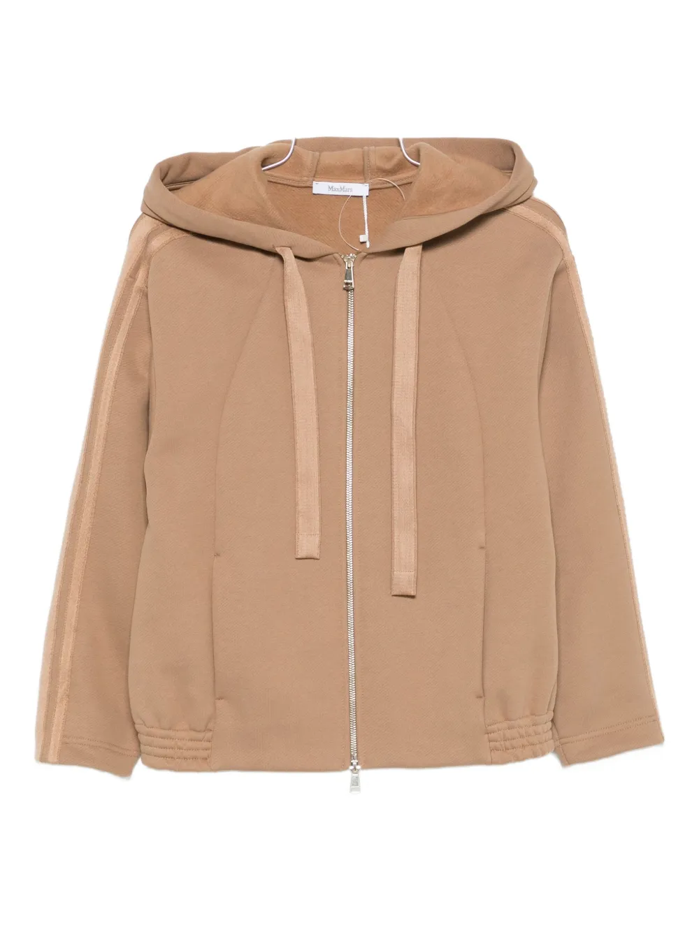 Max Mara Stripe-detail Zip-up Hoodie In Brown