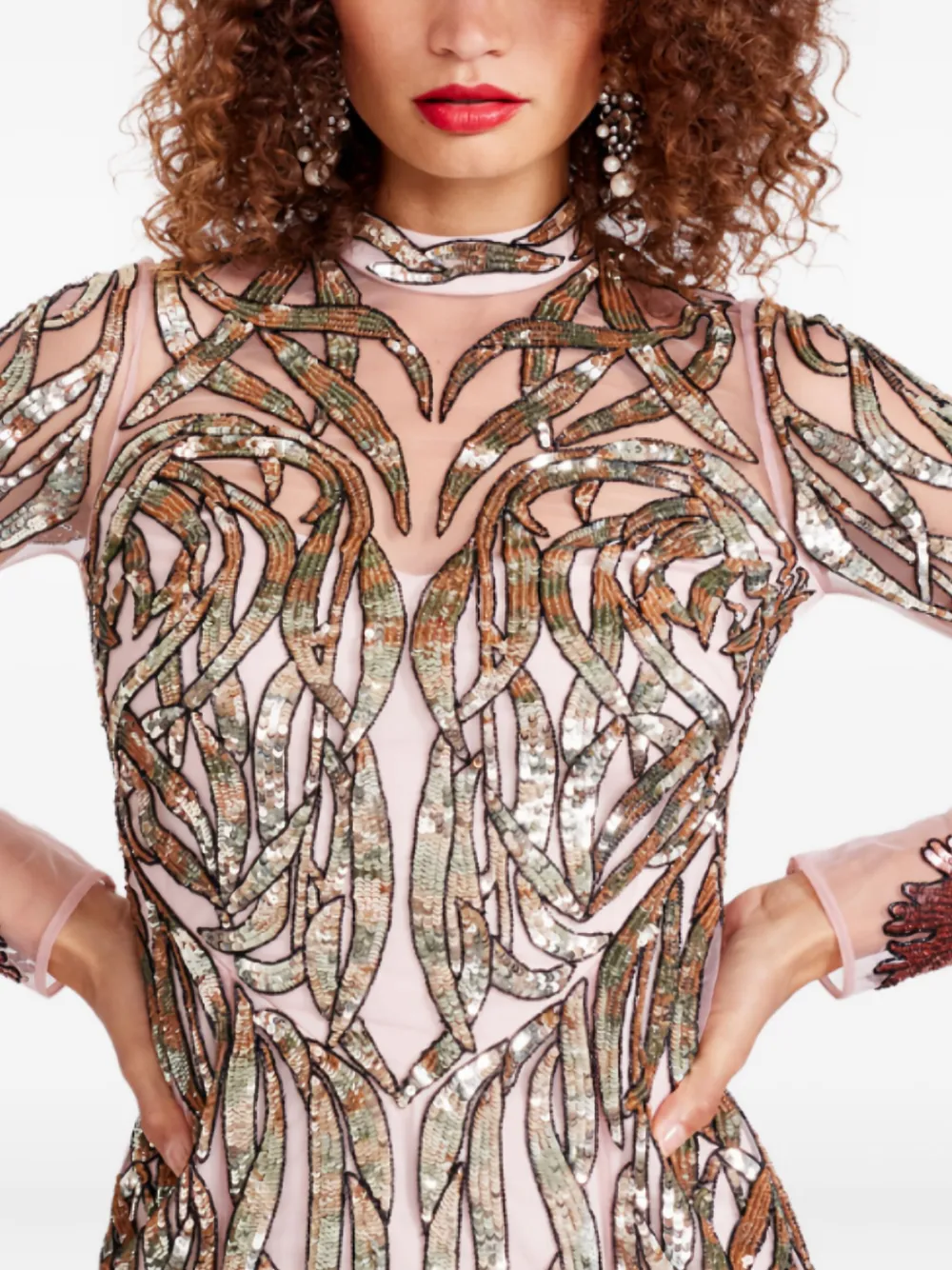 Temperley London Suzani mini-jurk verfraaid met pailletten - Beige