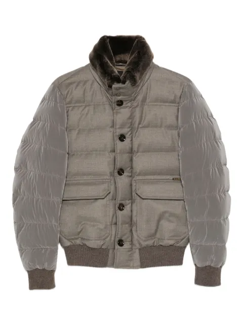 Moorer contrast-collar padded jacket