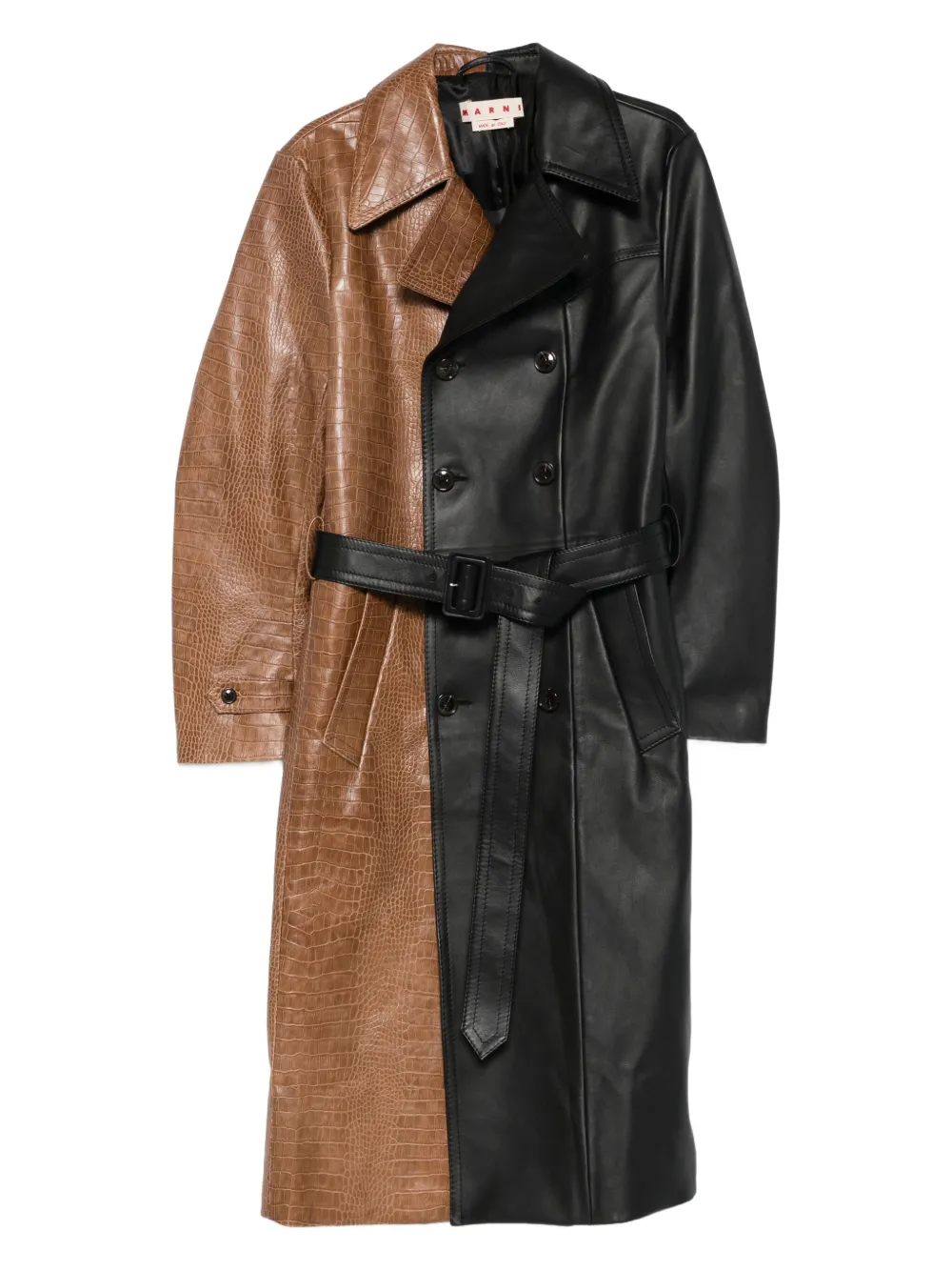 Marni crocodile-embossed belted coat | Black | Image 1