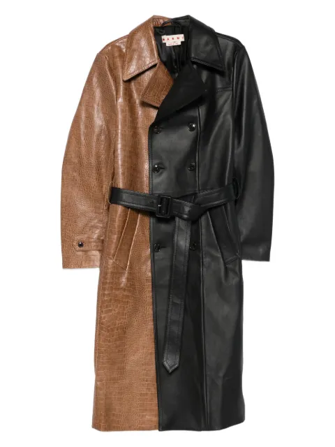 Marni crocodile-embossed belted coat