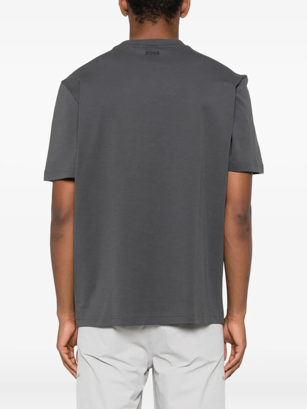 BOSS logo-print cotton T-shirt Grijs