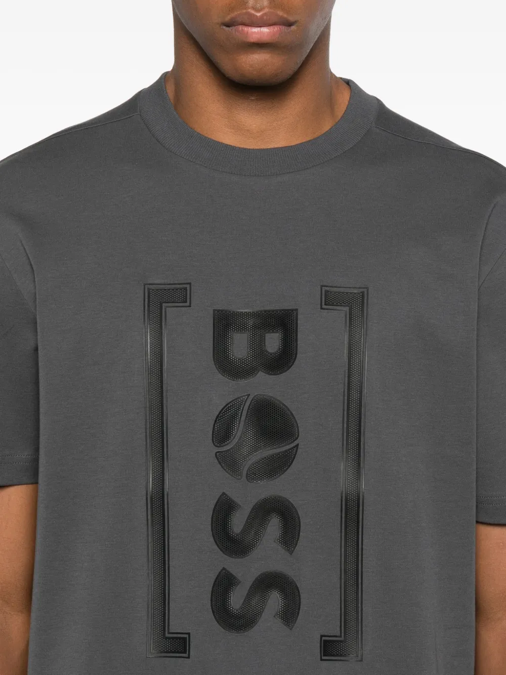 BOSS logo-print cotton T-shirt Grijs