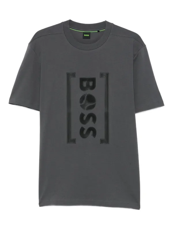 BOSS logo-print Cotton T-shirt Grey FARFETCH JO