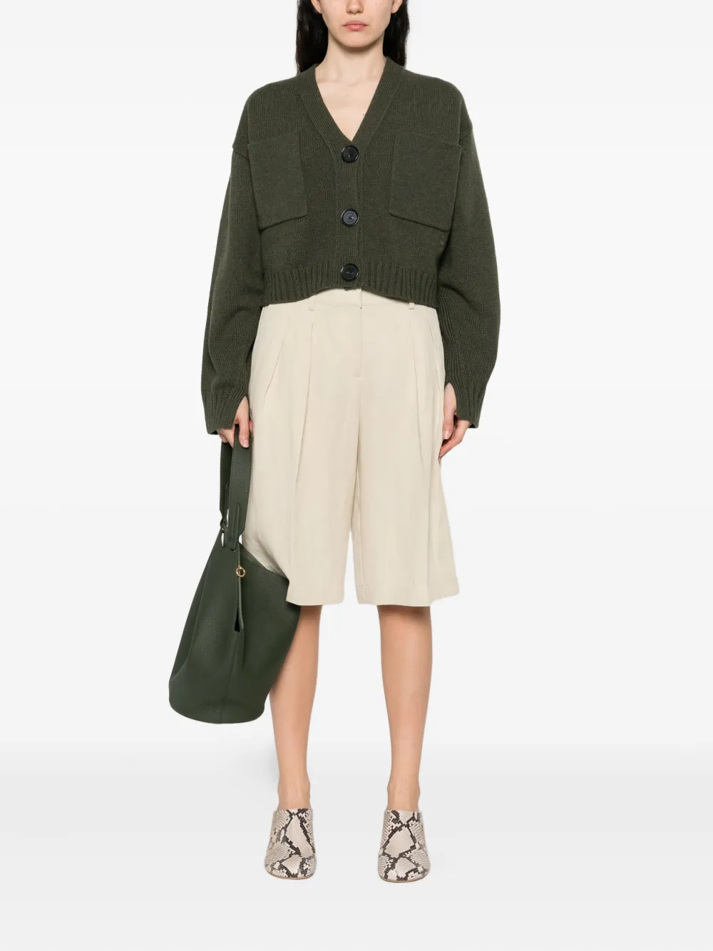 Proenza Schouler Sofia Buttoned Pocket Cardigan In Green
