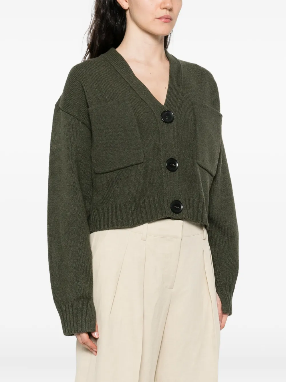 Proenza Schouler Sofia Buttoned Pocket Cardigan In Green