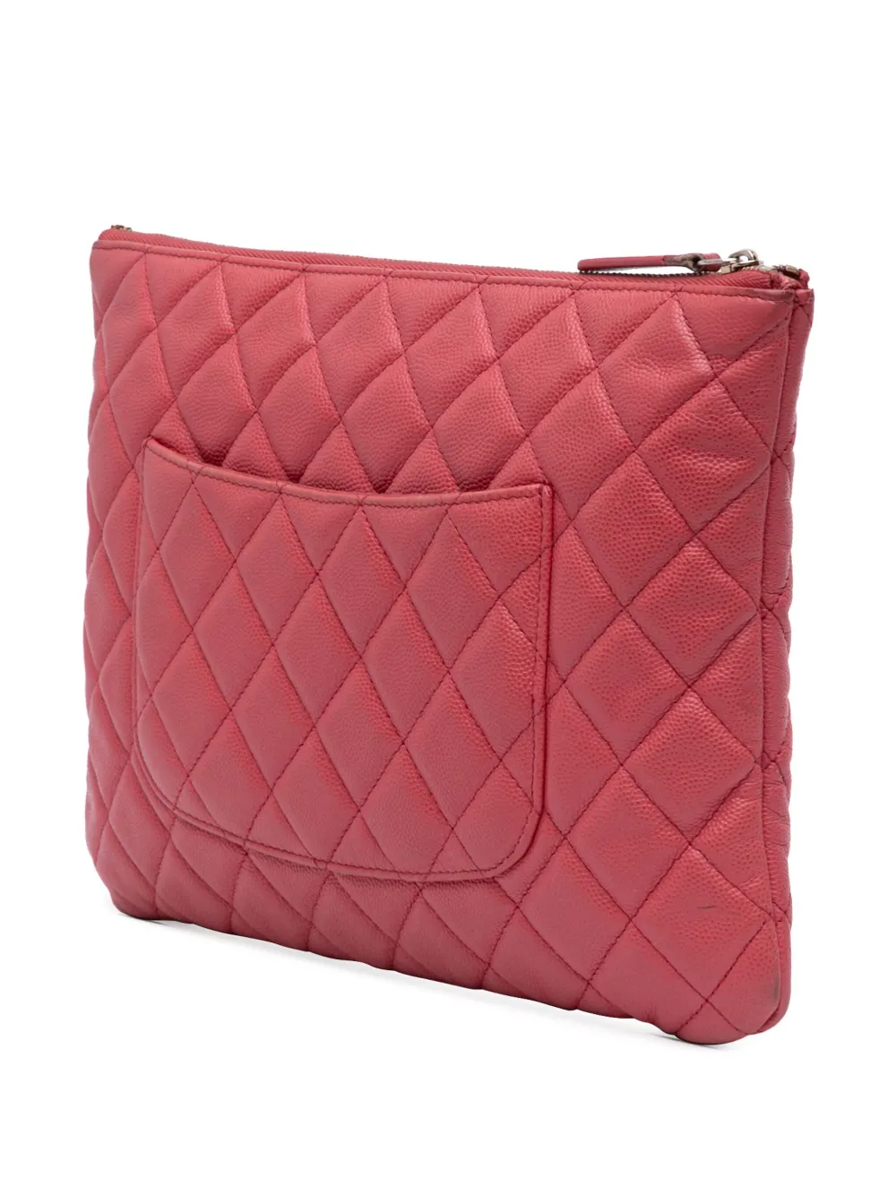 Pre-owned Chanel 2016-2017 Medium Quilted Caviar O Case Clutch Bag