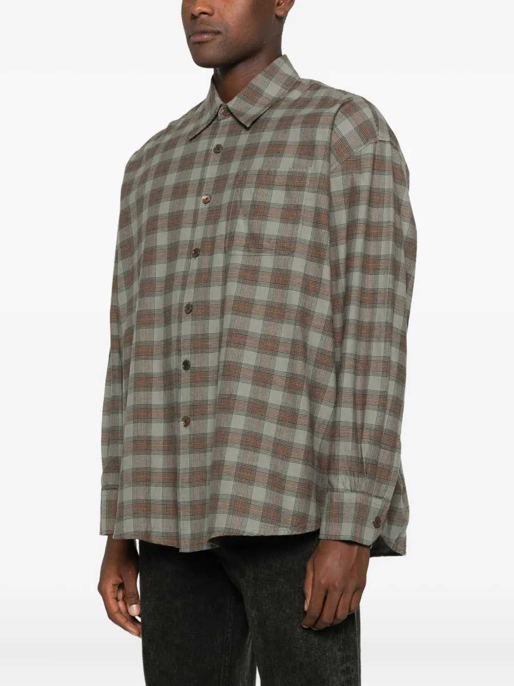 Our Legacy Buttoned Check Shirt In Green