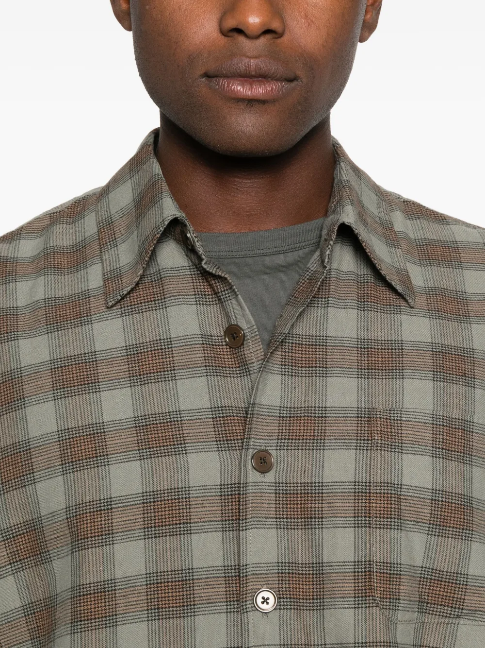 Our Legacy Buttoned Check Shirt In Green