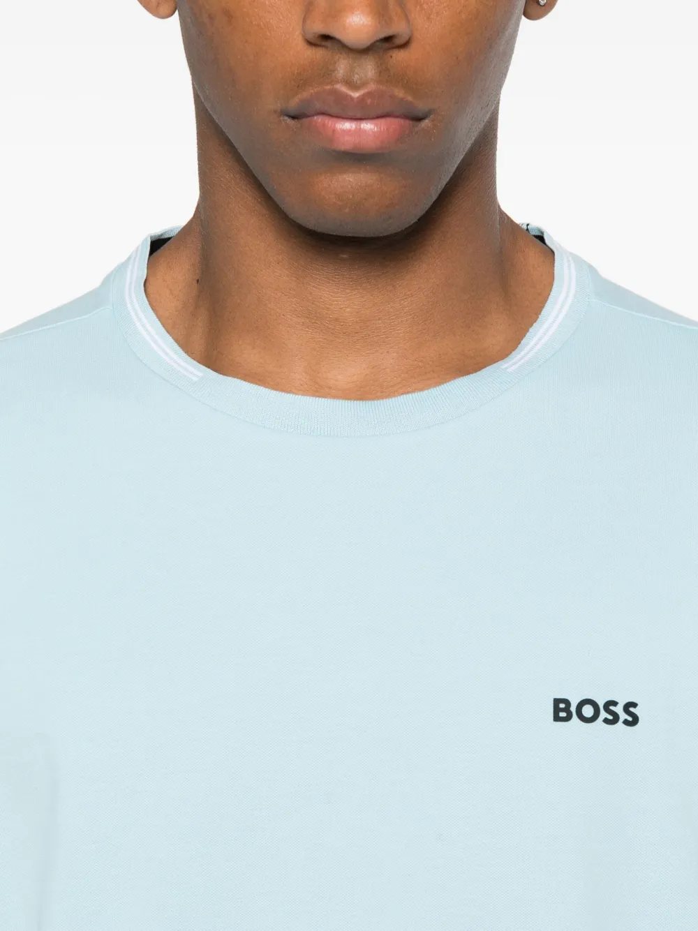 BOSS crew-neck cotton T-shirt Blauw