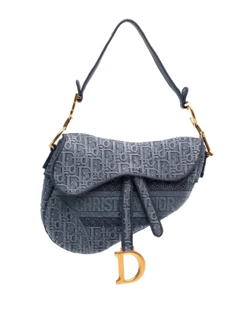 Christian Dior Pre-Owned 2019 Oblique Embroidered Denim Saddle Bag shoulder bag