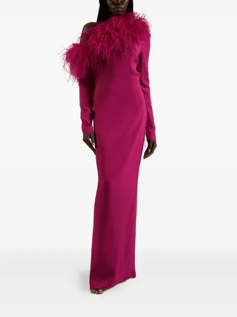 Taller Marmo feather-trimmed one-shoulder dress