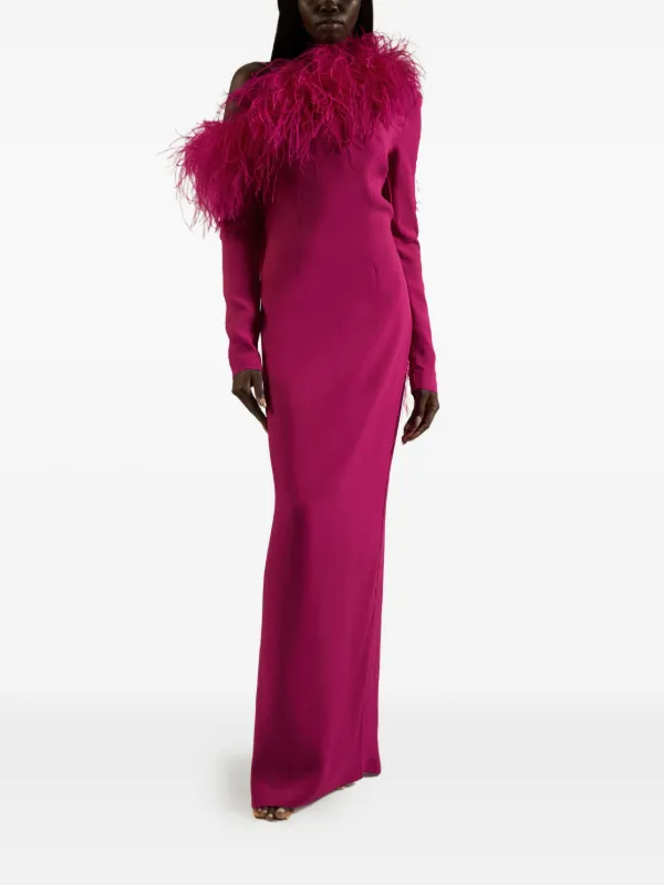 Taller Marmo feather-trimmed one-shoulder Dress | Pink | FARFETCH KW