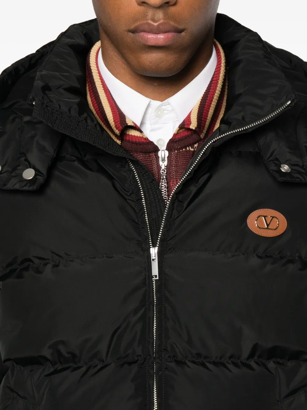 Valentino Garavani quilted hooded jacket Zwart