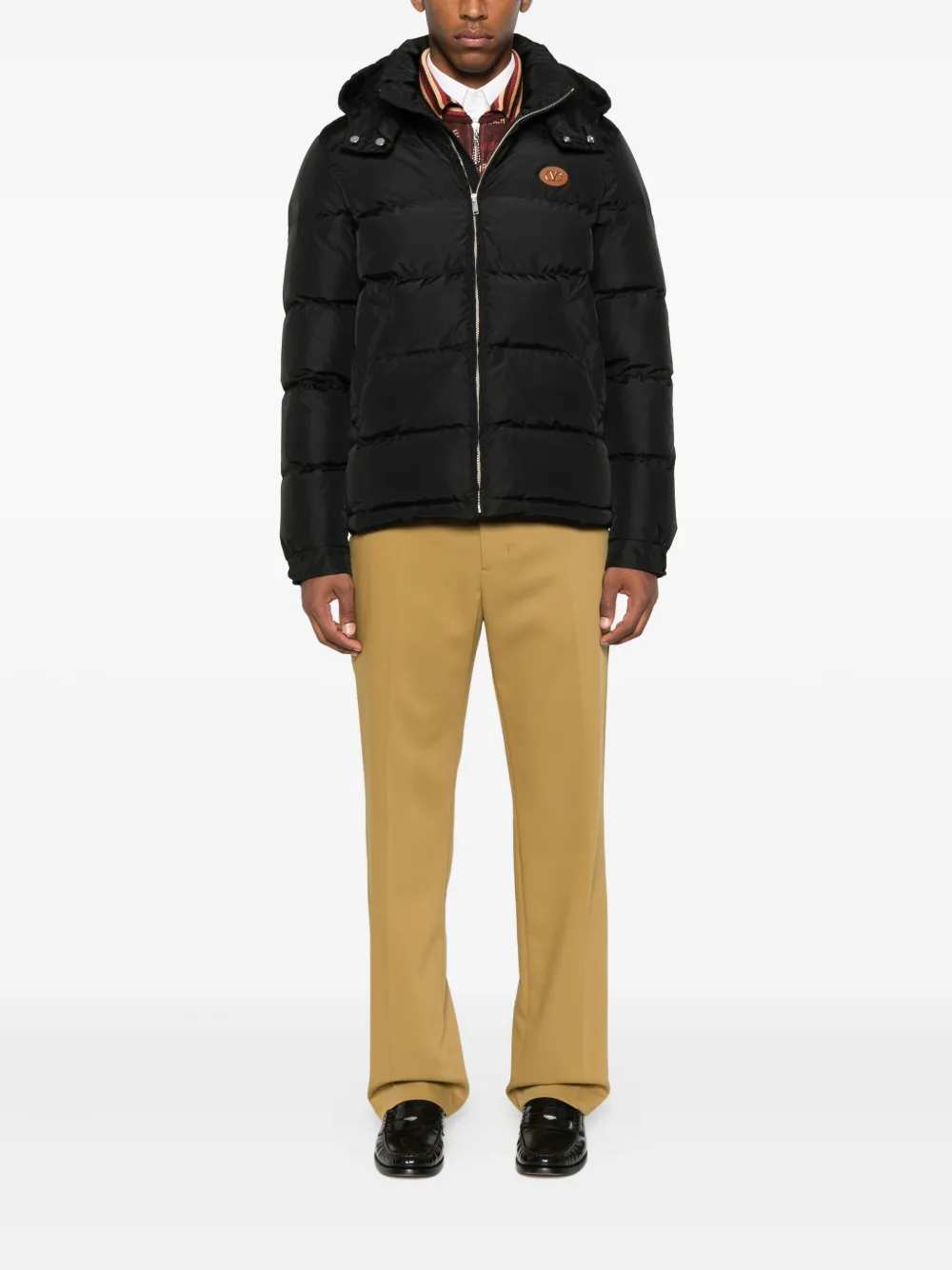 Valentino Garavani quilted hooded jacket Zwart