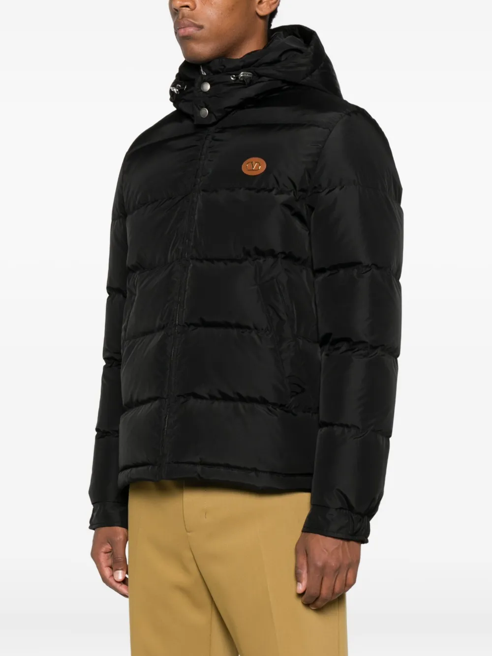 Valentino Garavani quilted hooded jacket Zwart