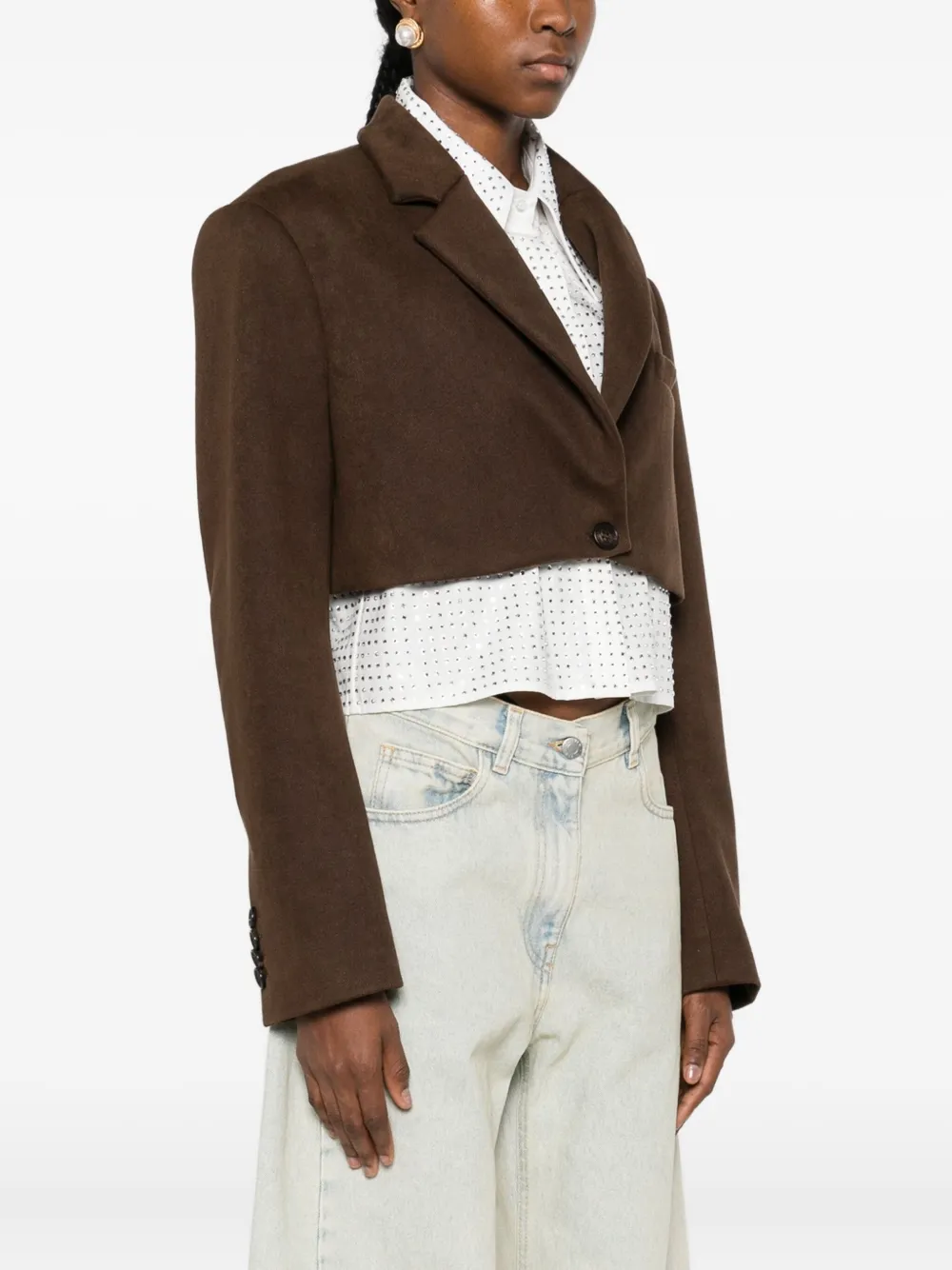 Giuseppe Di Morabito Single-breasted Cropped Jacket In Brown