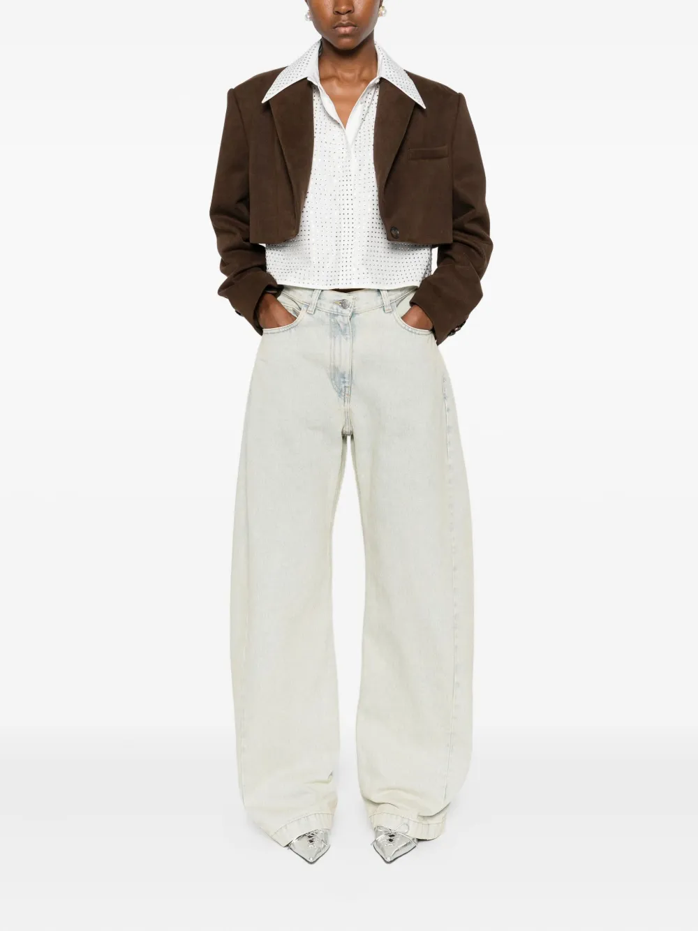 Giuseppe Di Morabito Single-breasted Cropped Jacket In Brown