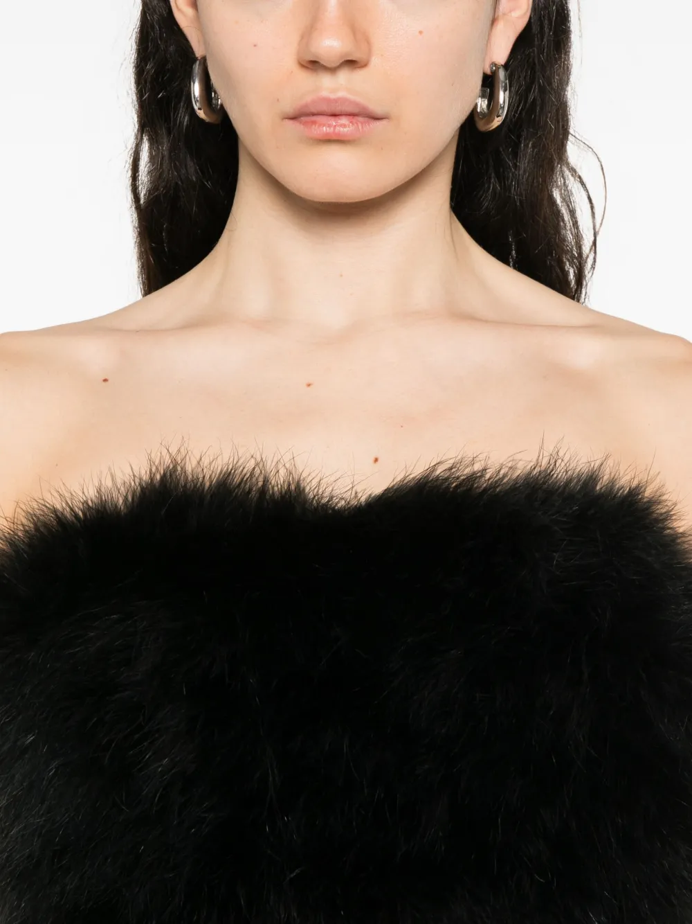 Giuseppe Di Morabito Bandeau top met kalkoenveren Zwart