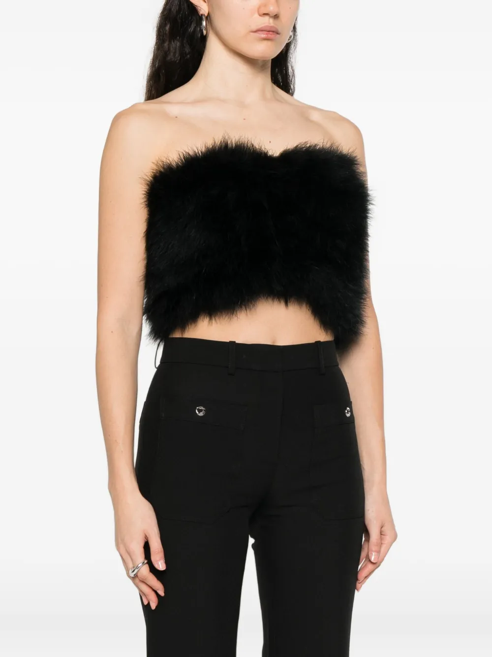 Giuseppe Di Morabito Bandeau top met kalkoenveren Zwart