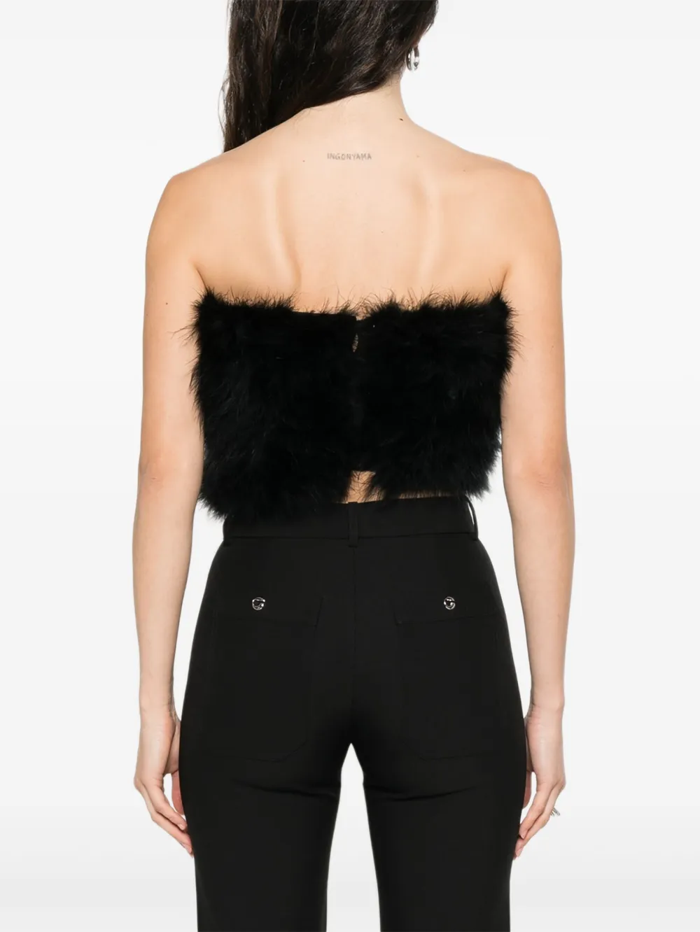 Giuseppe Di Morabito Bandeau top met kalkoenveren Zwart