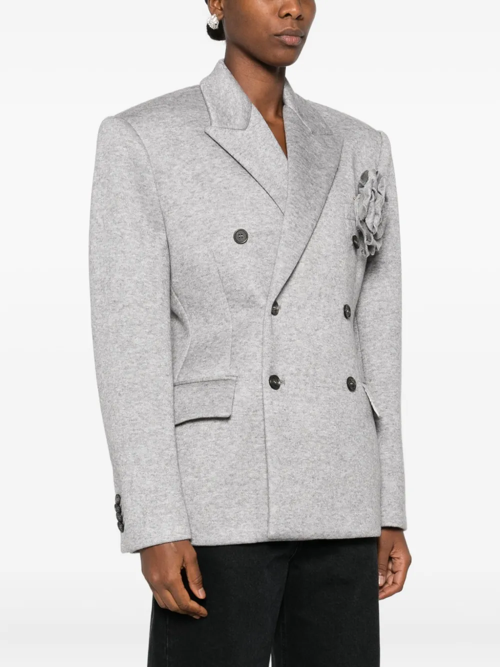 Giuseppe Di Morabito Blazer met dubbele rij knopen en verfraaid met rozen Grijs