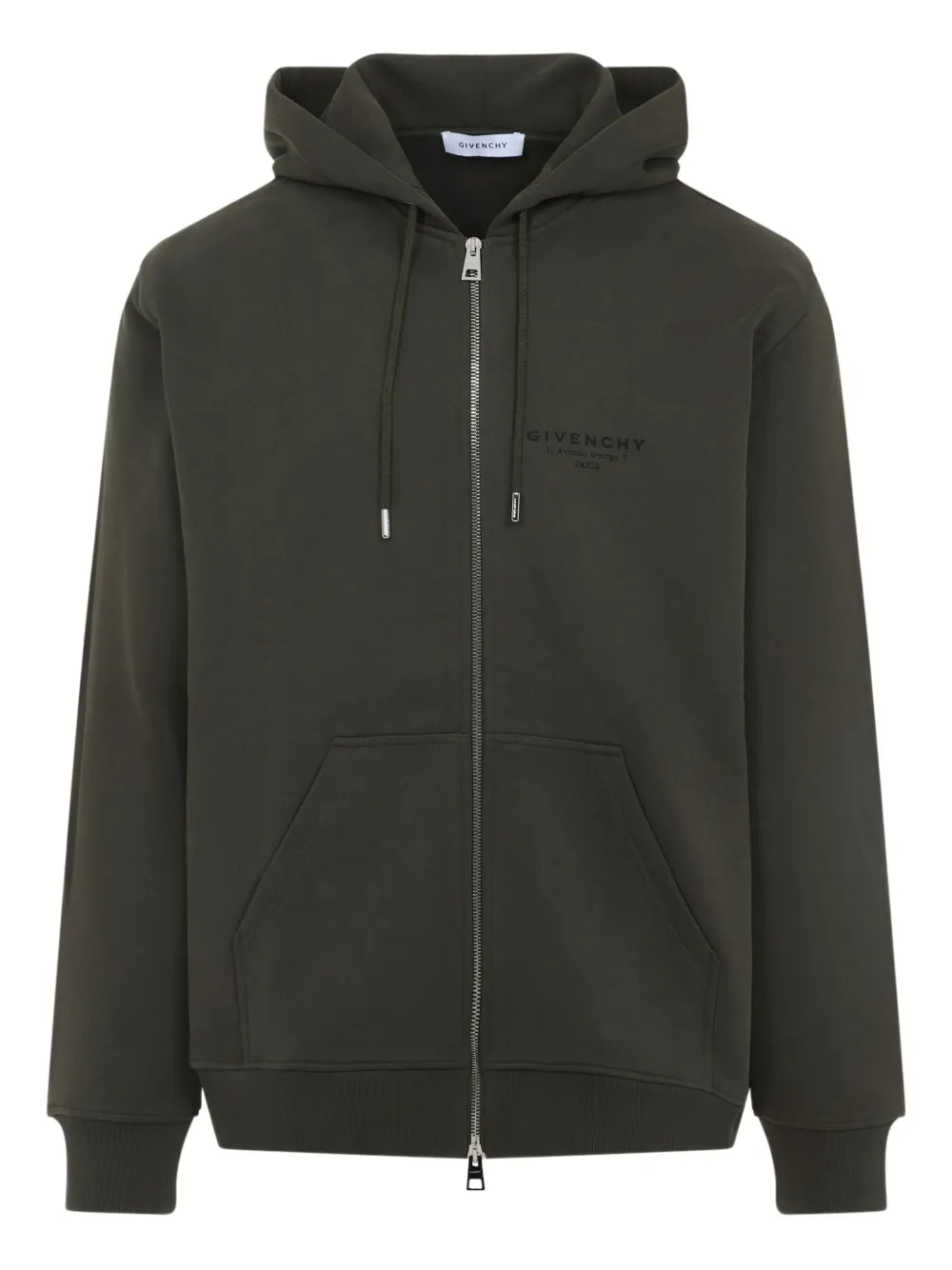 Givenchy logo-embroidered zip-up hoodie Groen