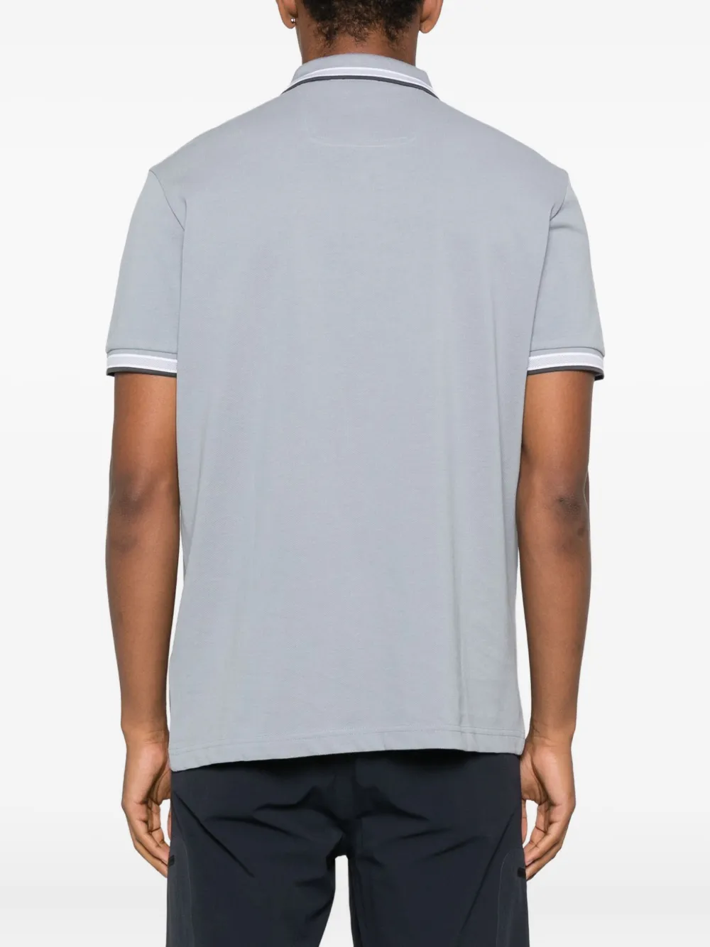 BOSS Poloshirt met gestreepte kraag Grijs