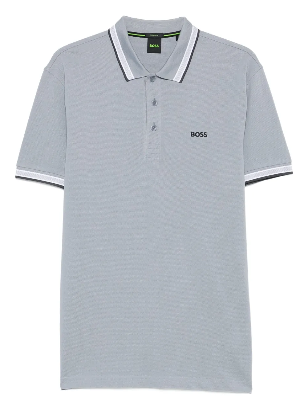 BOSS Poloshirt met gestreepte kraag Grijs