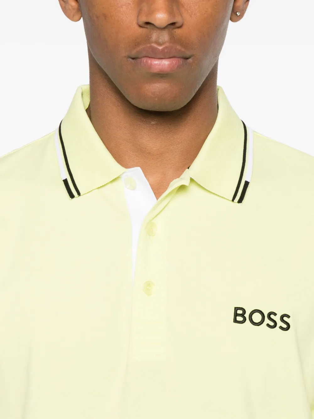 BOSS Poloshirt met logoprint Geel