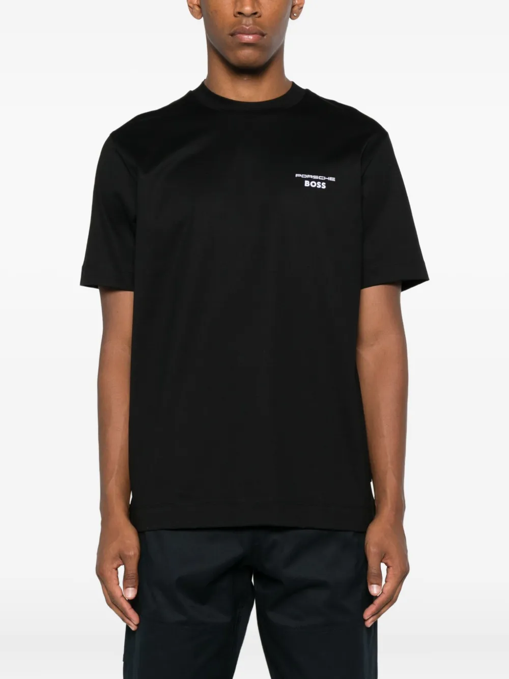BOSS x Porsche bewerkt katoenen T-shirt Zwart