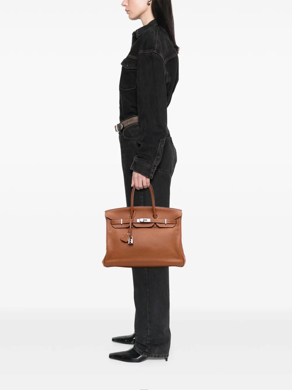 Pre-owned Hermes 2006 Togo Birkin Retourne 35 Handbag In Brown