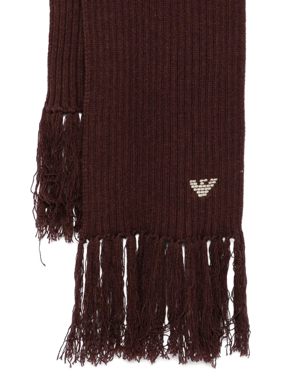 Emporio Armani ribbed-knit fringed scarf Bruin