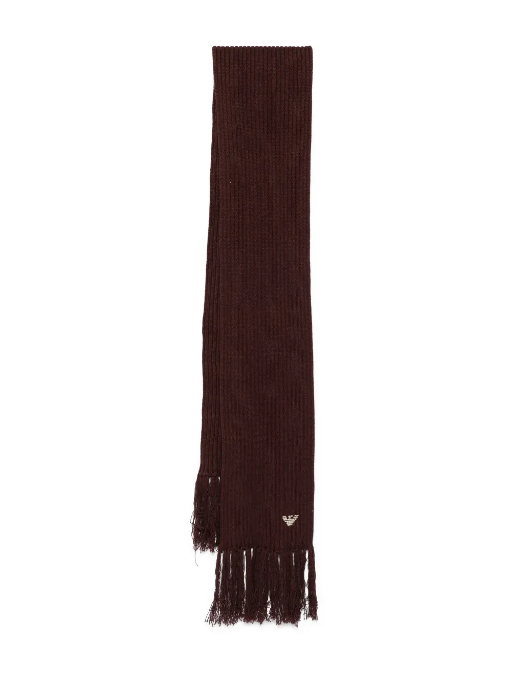Emporio Armani ribbed-knit fringed scarf Bruin