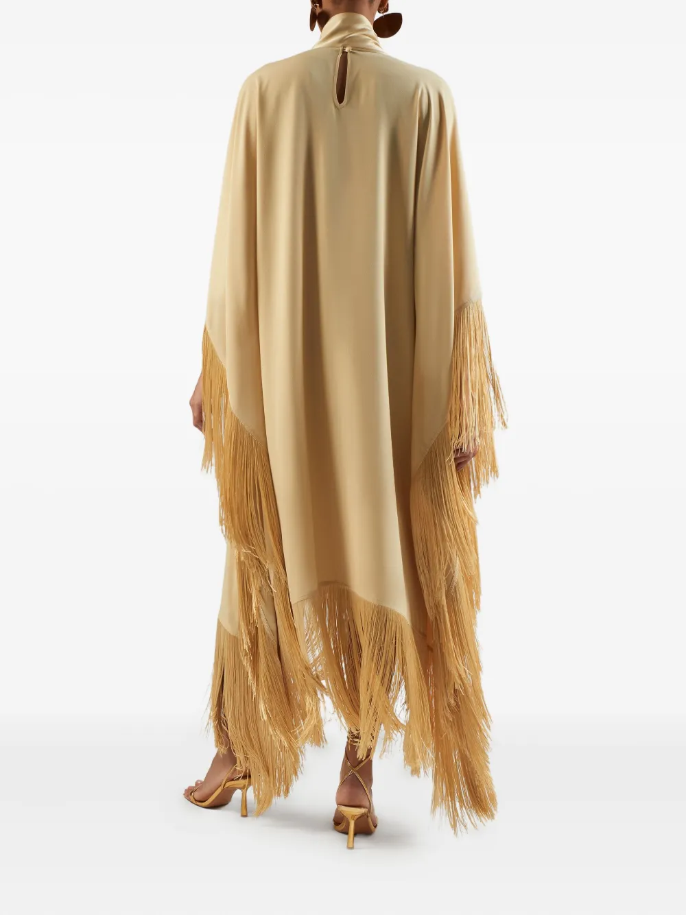 Taller Marmo Mrs. Ross fringe-trimmed high-neck maxi dress Goud