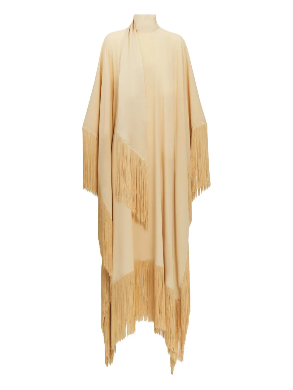 Taller Marmo Mrs. Ross fringe-trimmed high-neck maxi dress Goud