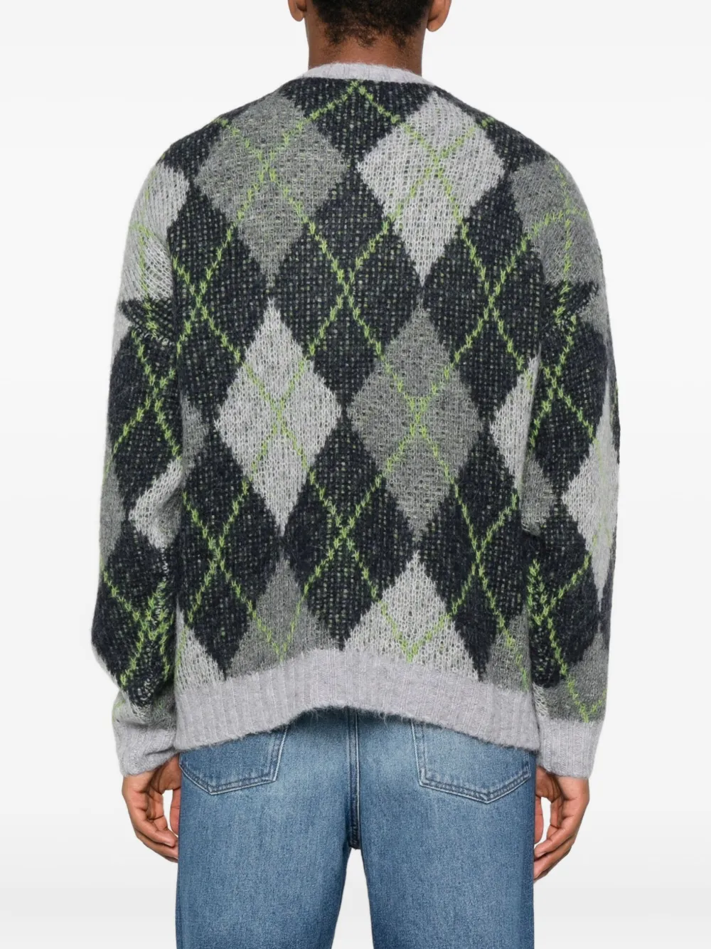 Emporio Armani argyle-check jumper Grijs