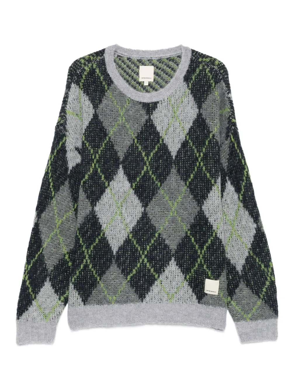 Emporio Armani argyle-check jumper Grijs
