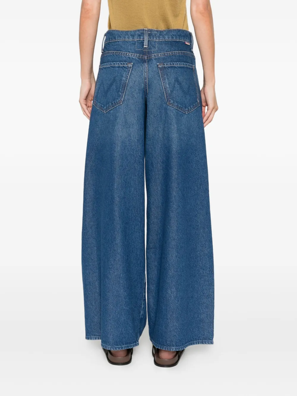 MOTHER Rigatoni Sneak jeans met wijde pijpen Blauw